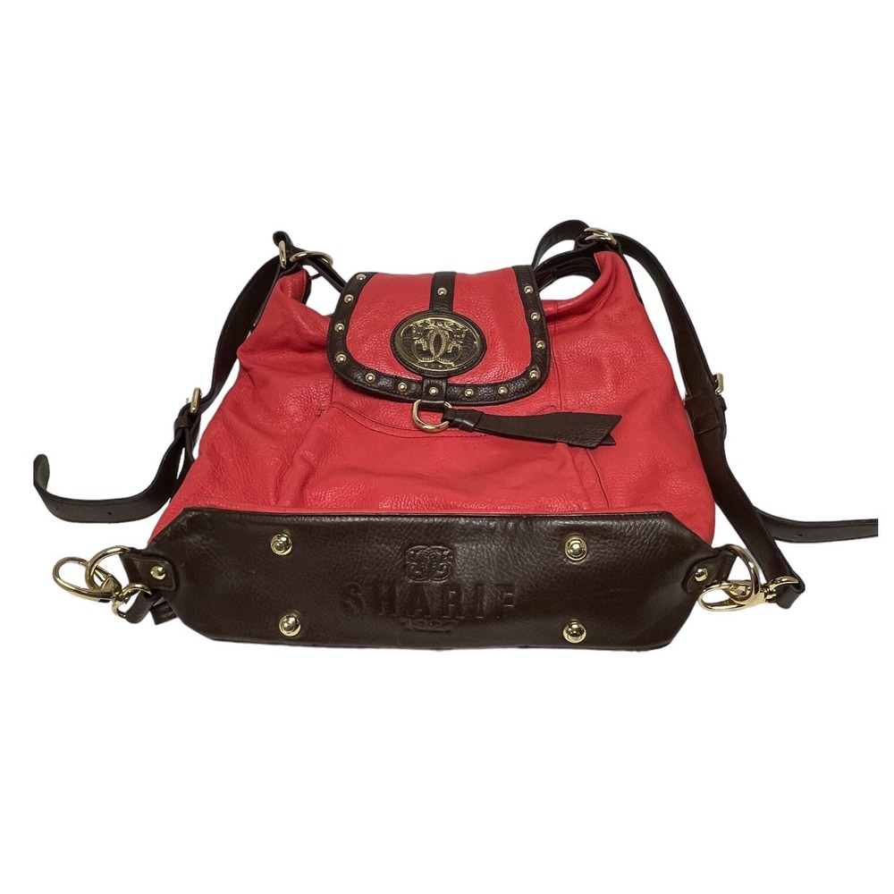 SHARIF Leather Decorative Handbag Satchel‎ Purse ANIMAL PRINT LINING